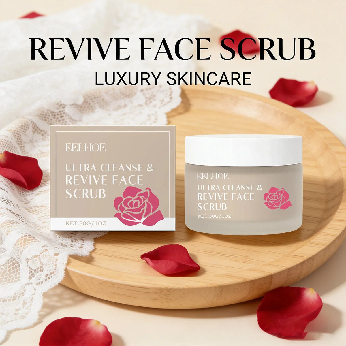 Cleanse & Revive Face Scrub Moisturizing Deep Clean Pore Exfoliating Soothing Softening Skin Brightening Rose Facial Scrub Cream - JromoCompany