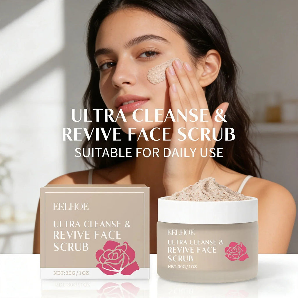 Cleanse & Revive Face Scrub Moisturizing Deep Clean Pore Exfoliating Soothing Softening Skin Brightening Rose Facial Scrub Cream - JromoCompany