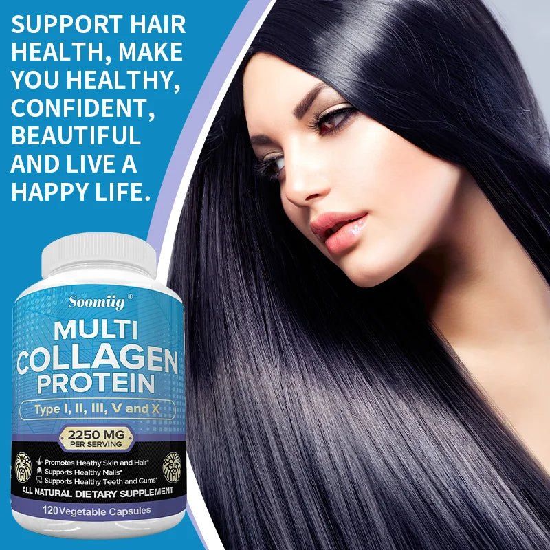 Collagen Peptides Capsules - Multi-Collagen Protein - for Hair Skin Nails Teeth Gums Joints, Gluten Free, Non-GMO - JromoCompany