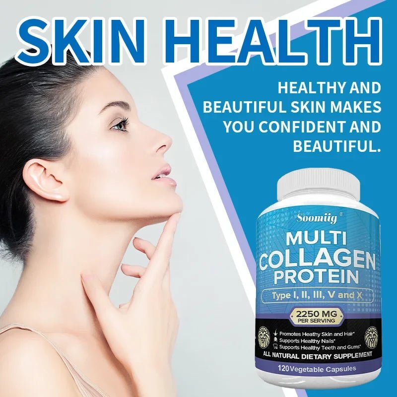 Collagen Peptides Capsules - Multi-Collagen Protein - for Hair Skin Nails Teeth Gums Joints, Gluten Free, Non-GMO - JromoCompany