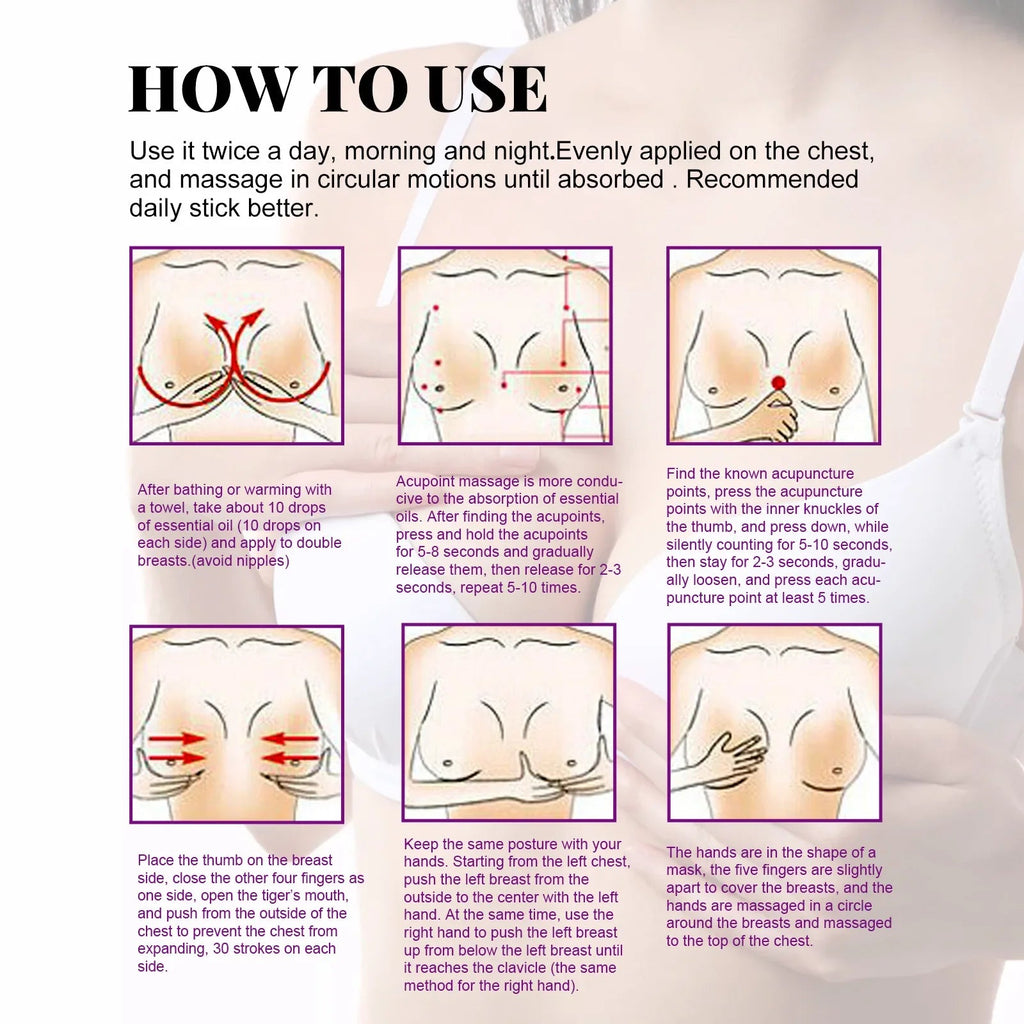 EELHOE Breast Enlargement Oil Breast Growth Hormone Strengthen Skin Elasticity Moisturizing Skin Care Body Firming Massage Oil - JromoCompany