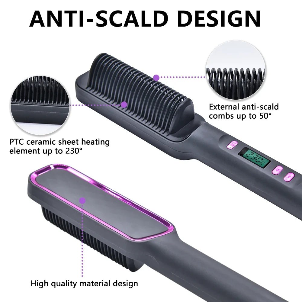 Electric Hot Comb Multifunctional Straight Hair Straightener Comb Negative Ion Anti-Scalding Styling Tool Straightening Brush - JromoCompany