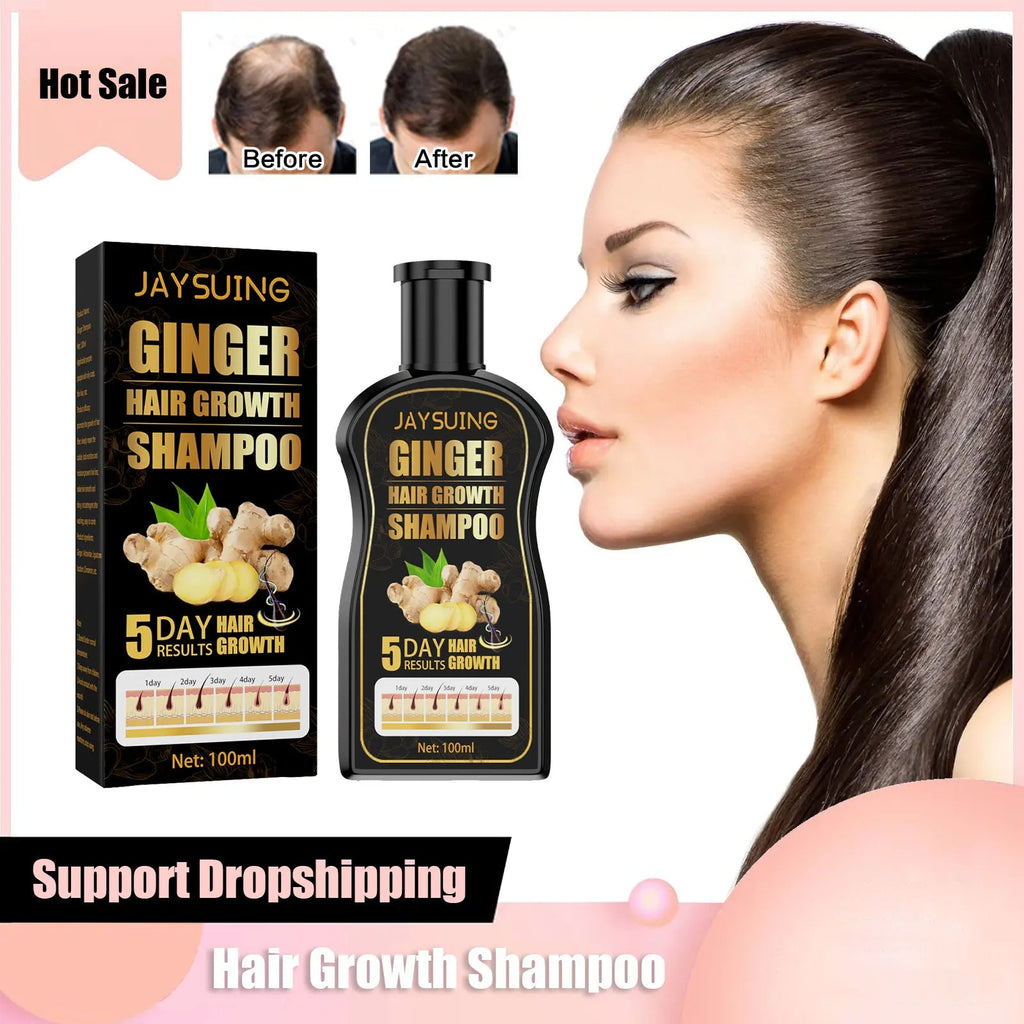 Ginger Regrowth Shampoo Anti Hair Loss Oil Control Dandruff Removal Moisturiz Nourish Scalp Repair Damaged Hair Growth Shampoo - JromoCompany