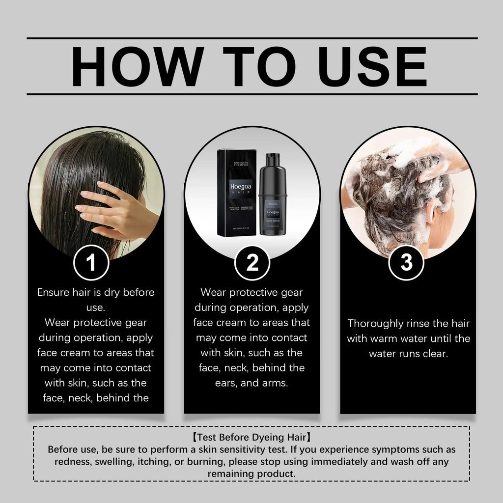 Hair Dye Shampoo Diy Natural Black Color Repair Gray White Hair Non Irritating Hair Coloring Shampoo - JromoCompany