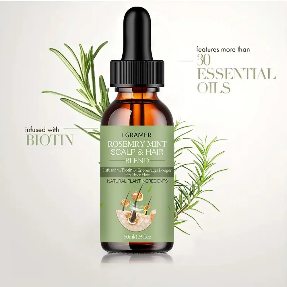 Hair Growth Essential Oil Rosemary Mint Hair Strengthening Oil Nourishing Treatment For Split Ends Dry Organics Hair Care Oil - JromoCompany