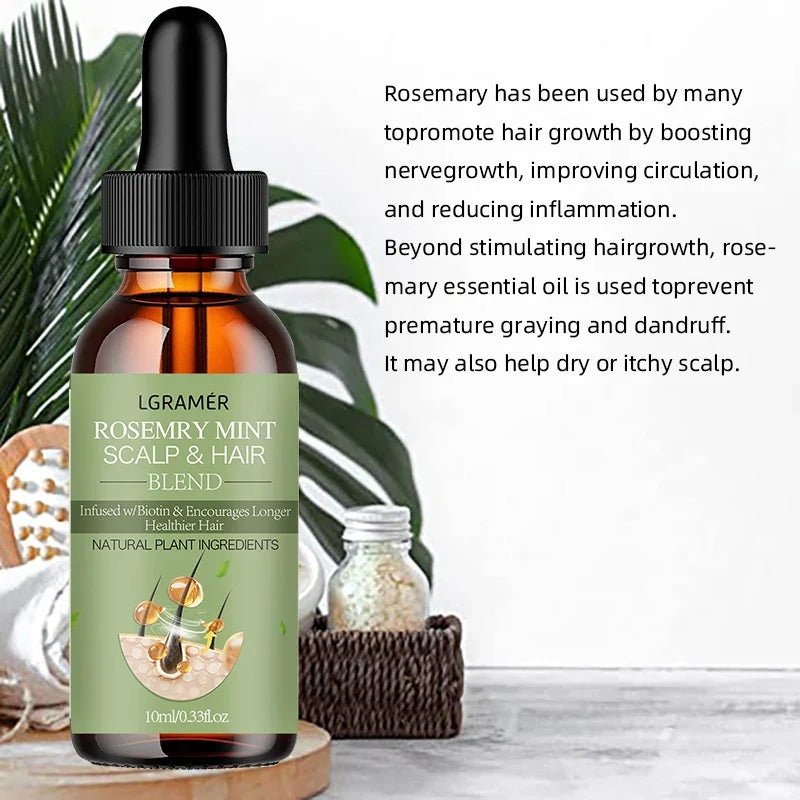 Hair Growth Essential Oil Rosemary Mint Hair Strengthening Oil Nourishing Treatment For Split Ends Dry Organics Hair Care Oil - JromoCompany