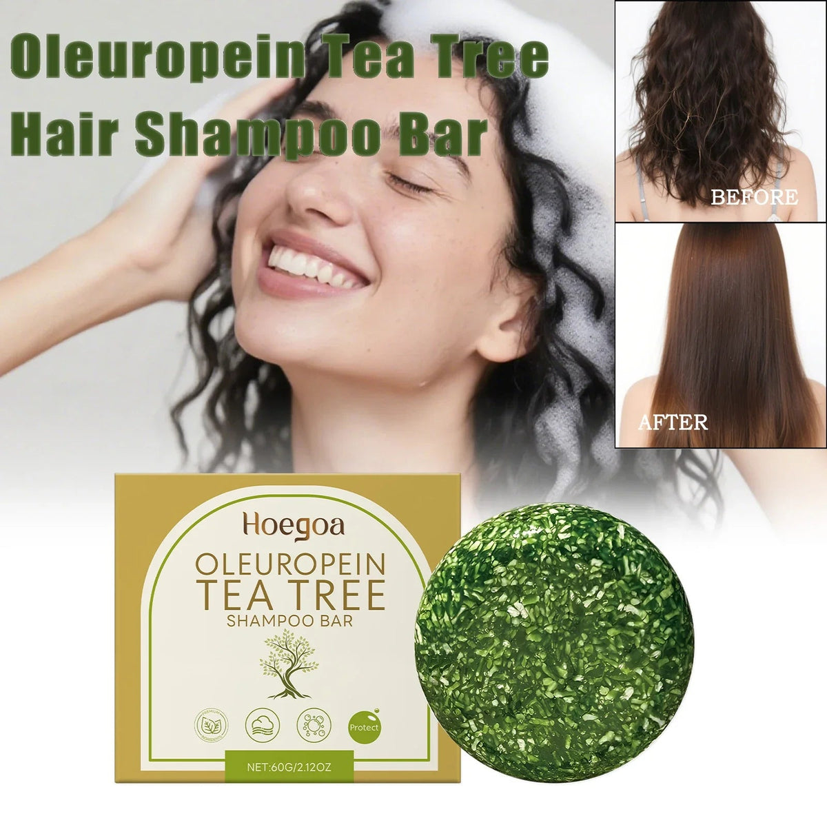 Herbal Dandruff Removal Shampoo Bar Mild Tea Tree Oil Essence Oil Control Scalp Cleansing Hair Care Soap Hair Damaged Repairing - JromoCompany