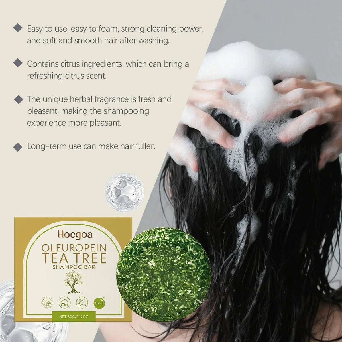Herbal Dandruff Removal Shampoo Bar Mild Tea Tree Oil Essence Oil Control Scalp Cleansing Hair Care Soap Hair Damaged Repairing - JromoCompany