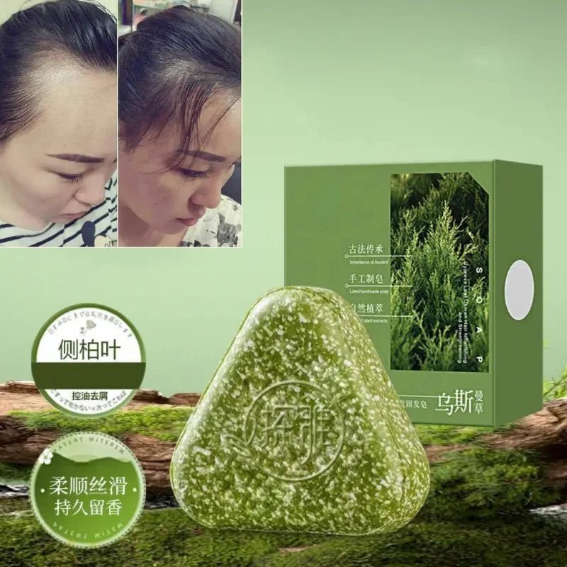 Herbal Shampoo Soap Bar With Usman Grass Handmade Natural Hair Nourishing Soap Oil Control Refreshing Fluffy Soothing Hair Care - JromoCompany