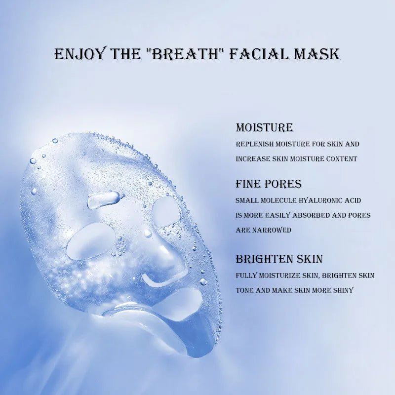 IMAGES 10pcs Hyaluronic Acid Niacinamide Facial Mask Moisturizing Shrinking Pores Face Sheet Mask Anti Wrinkle Beauty Skin Care - JromoCompany
