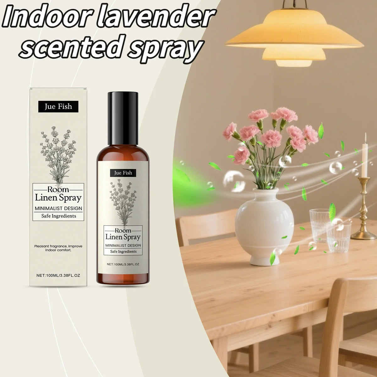 Indoor Lavender Fragrance Spray - Long-Lasting Freshness Improves Indoor Air Quality Household Deodorant And Air Freshener 100ml - JromoCompany