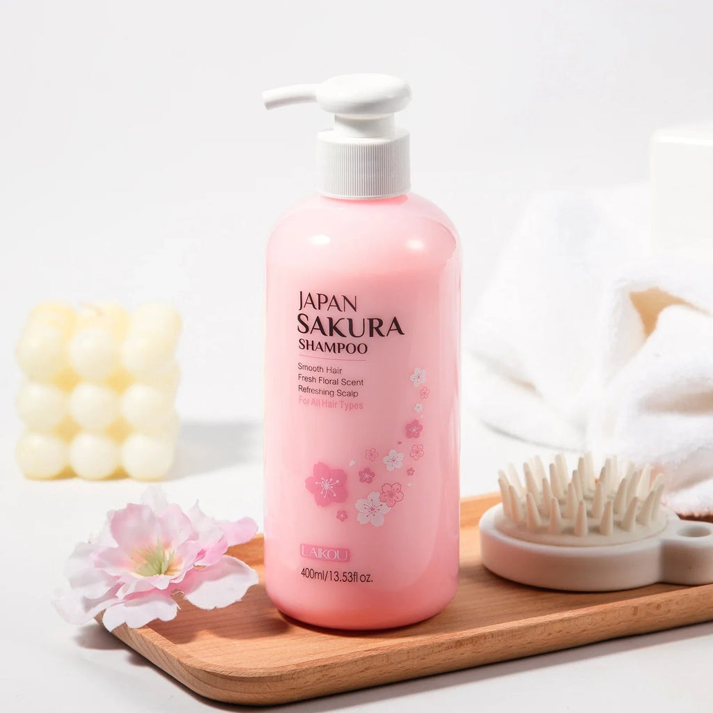 LAIKOU Japan Sakura Shampoo Repair Anti Split Ends Smooth Frizz Dry Hair - JromoCompany