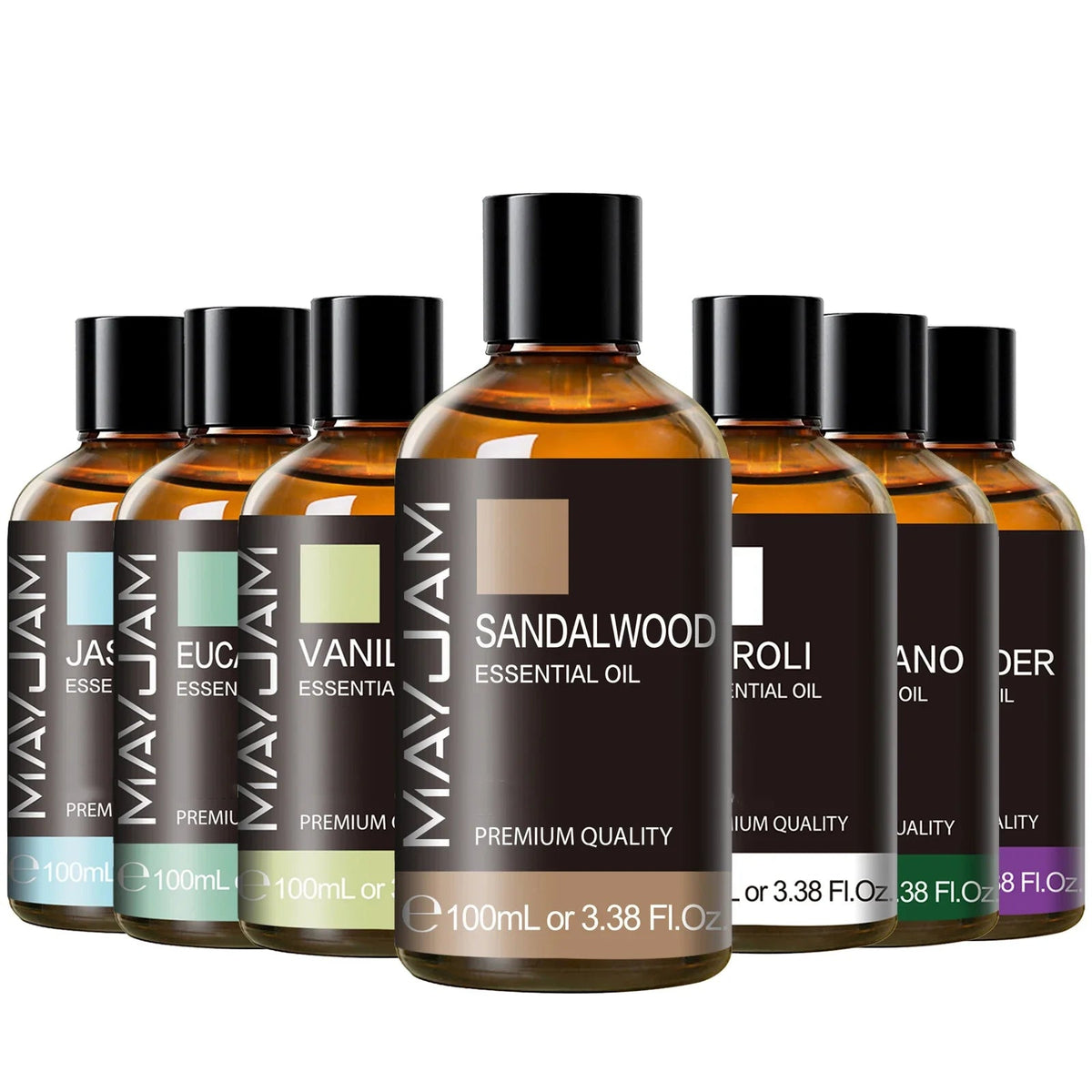 MAYJAM 1PCS 100ML Essential Oil with Dropper Sandalwood Lavender Eucalyptus Vanilla Aroma Oil For Humidifier Scent Candle Burner - JromoCompany