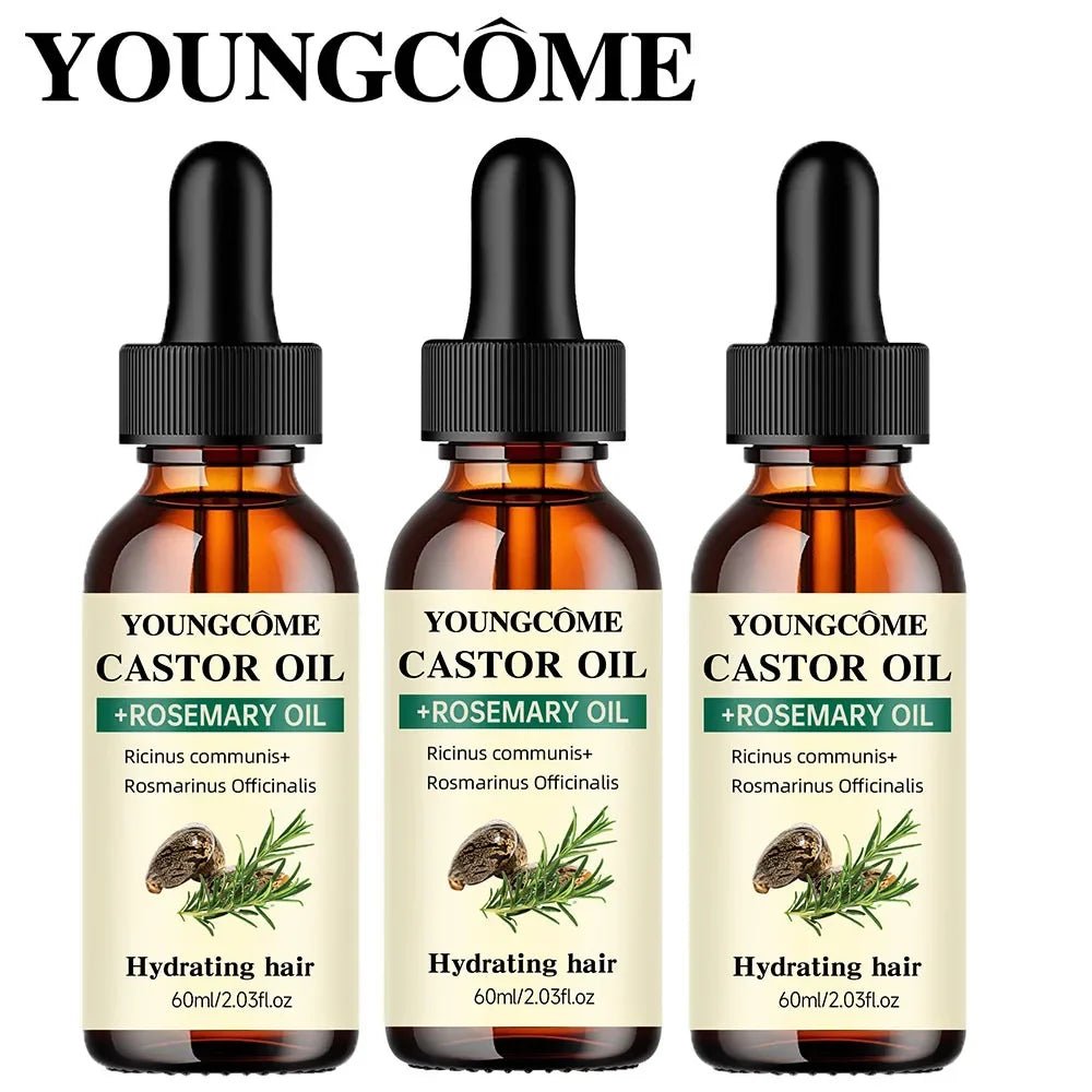 Mix Castor Oil and Rosemary Oil for Hair Growth Enhances hair thickness and Shine, Reduce Hair Loss and Split Ends Hair Care Oil - JromoCompany