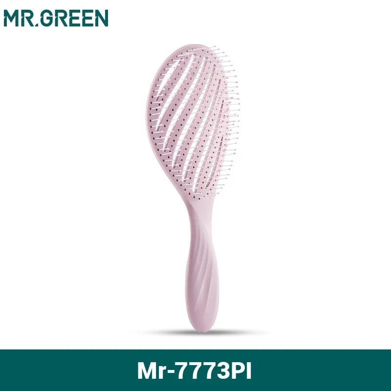MR.GREEN Hollow Out Hair Brush Scalp Massage Combs Hair Styling Detangler Fast Blow Drying Detangling Tool Wet Dry Curly Hair - JromoCompany