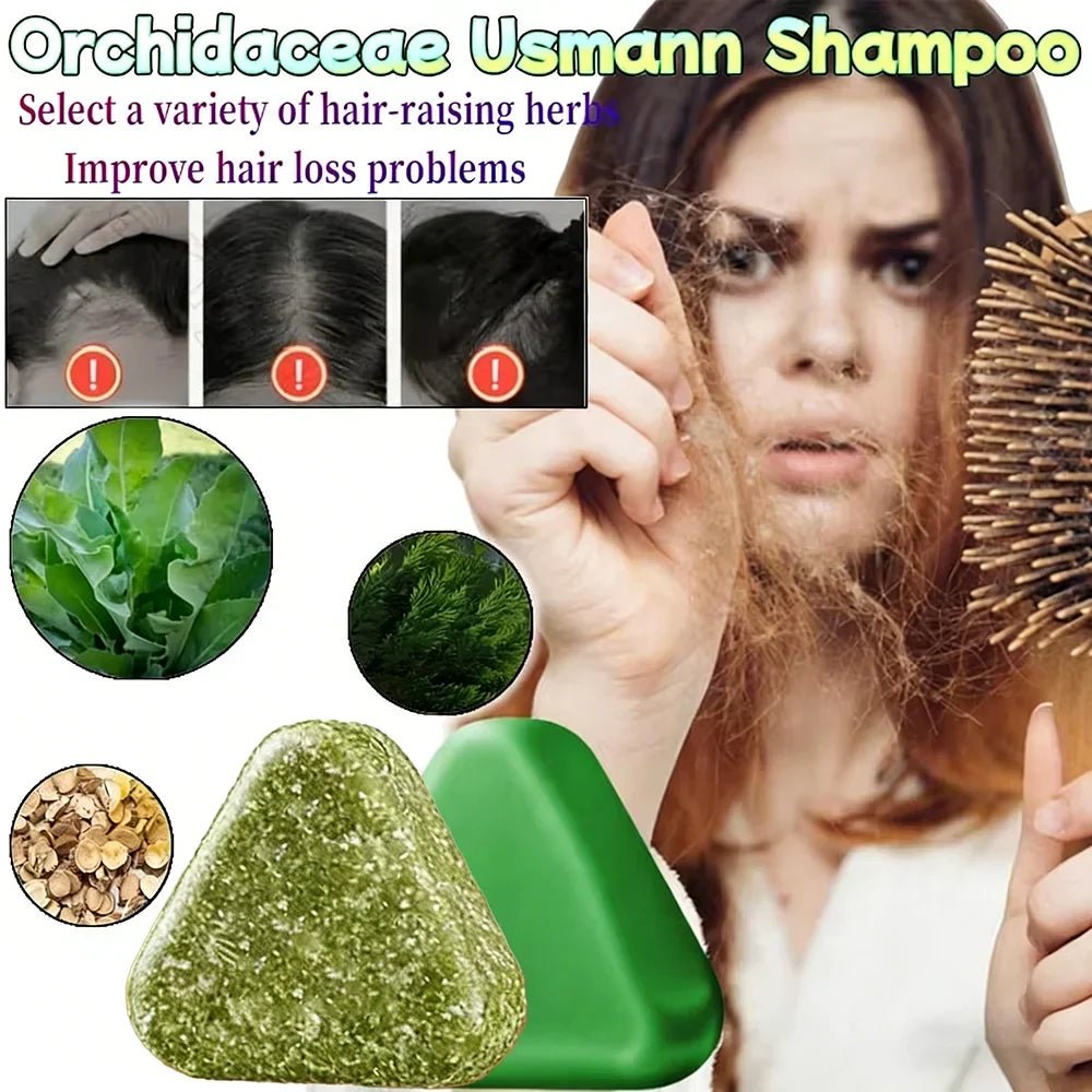 Natural Herbal Shampoo Soap Usman Grass Handmade Soap Hair Nourishing, Oil Control, Refreshing, Fluffy and Soothing Hair Care - JromoCompany