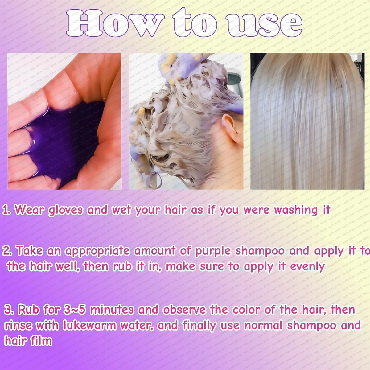 Professional Purple Shampoo Professional Yellow Removal Post Dyeing Gray Hair Care Bleached Highlighted Shampoo Revitalize 300ml - JromoCompany