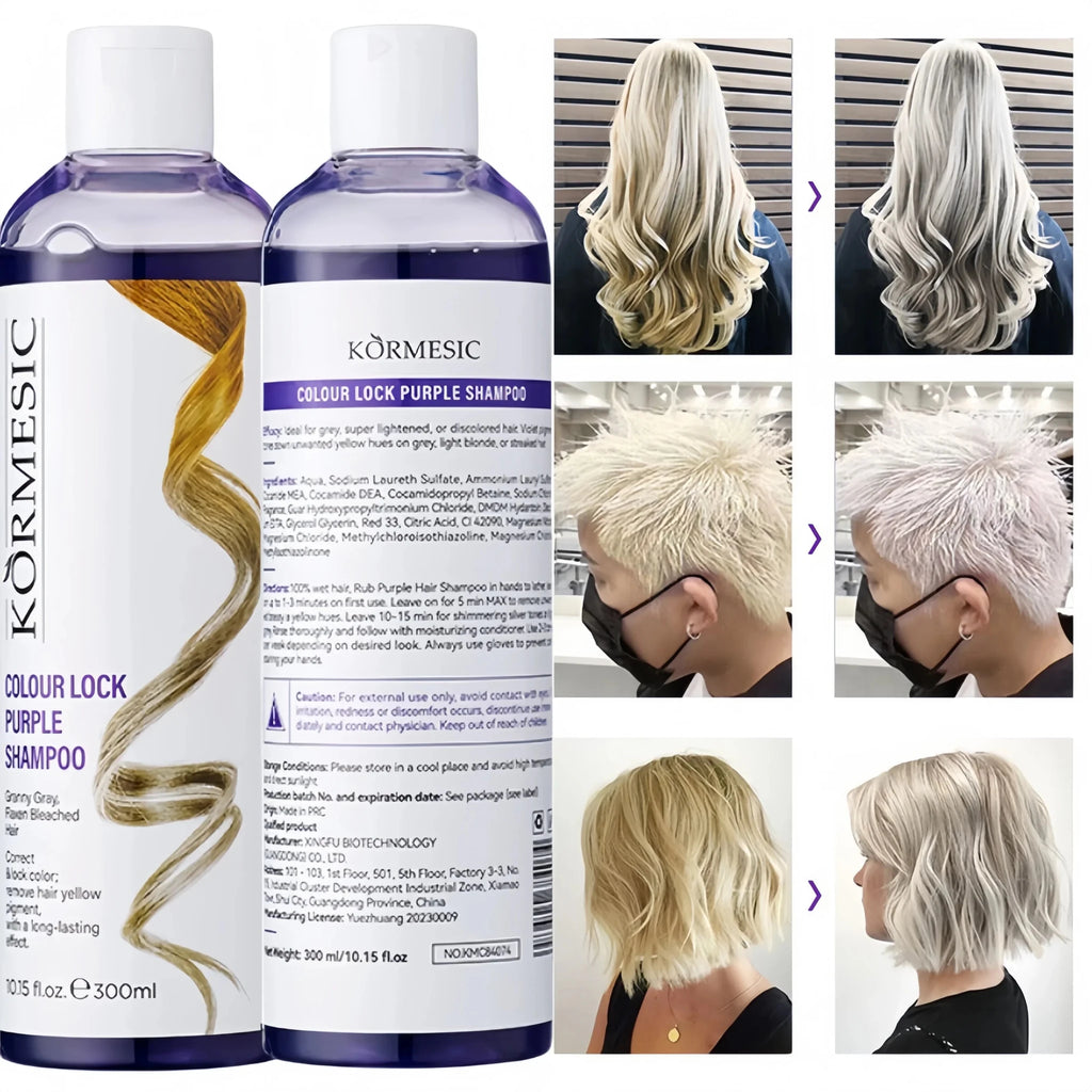 Professional Purple Shampoo Professional Yellow Removal Post Dyeing Gray Hair Care Bleached Highlighted Shampoo Revitalize 300ml - JromoCompany