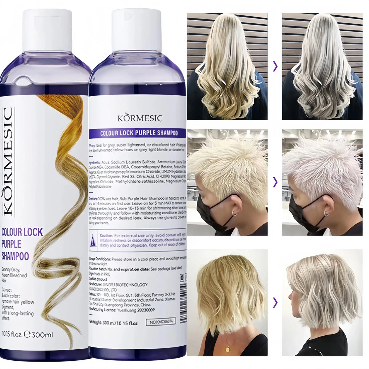 Professional Purple Shampoo Professional Yellow Removal Post Dyeing Gray Hair Care Bleached Highlighted Shampoo Revitalize 300ml - JromoCompany