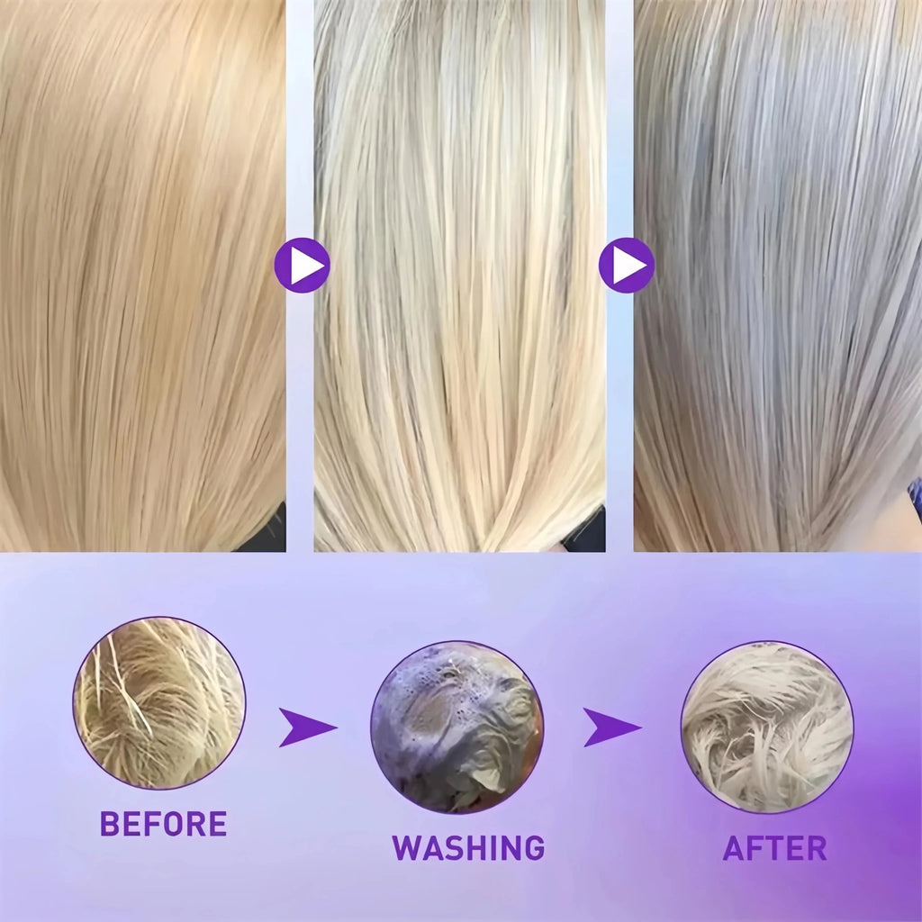 Professional Purple Shampoo Professional Yellow Removal Post Dyeing Gray Hair Care Bleached Highlighted Shampoo Revitalize 300ml - JromoCompany