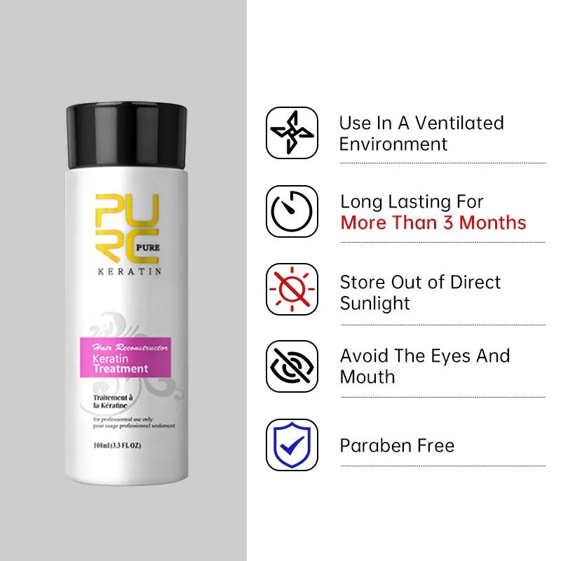 PURC Keratin Treatment Shampoo Conditioner Hair Straightening Products Smoothing Repairing Hair Mask Curly Hair Straighten Care - JromoCompany