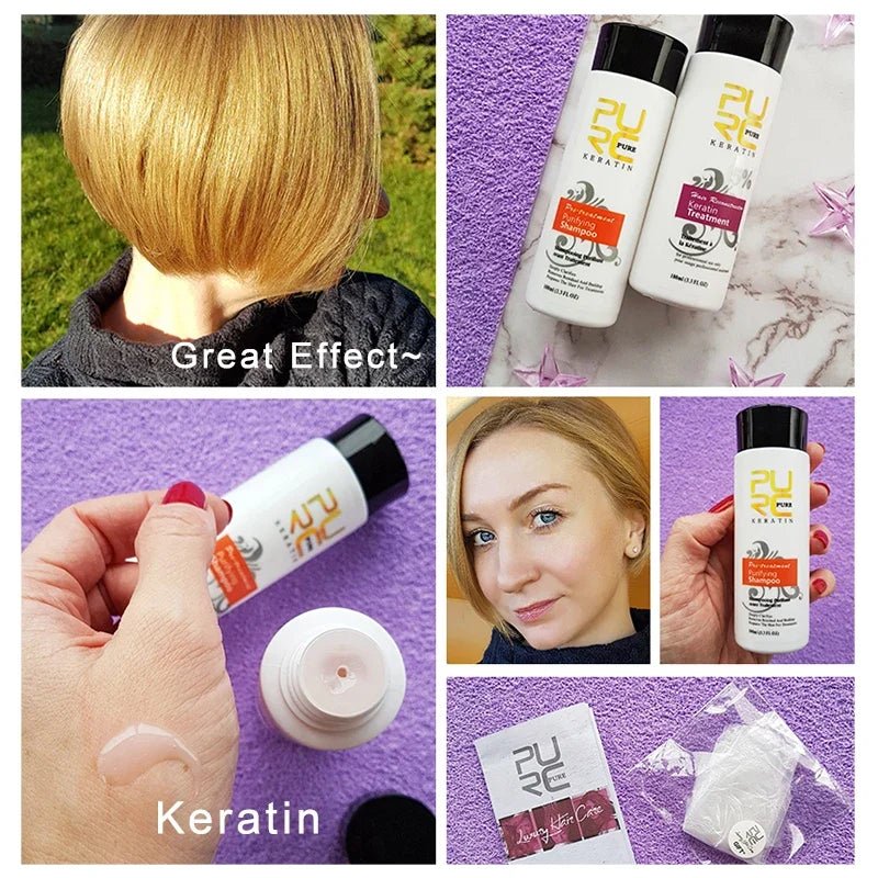 PURC Keratin Treatment Shampoo Conditioner Hair Straightening Products Smoothing Repairing Hair Mask Curly Hair Straighten Care - JromoCompany
