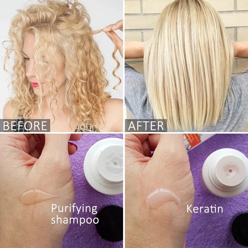 PURC Keratin Treatment Shampoo Conditioner Hair Straightening Products Smoothing Repairing Hair Mask Curly Hair Straighten Care - JromoCompany