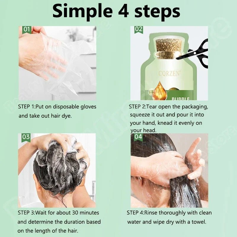 Pure Natural Herbal Hair Dye Shampoo Change Hair Color Cover Gray Hair White Hair Treatment Bubble Plant Hair Dye Hair Care - JromoCompany