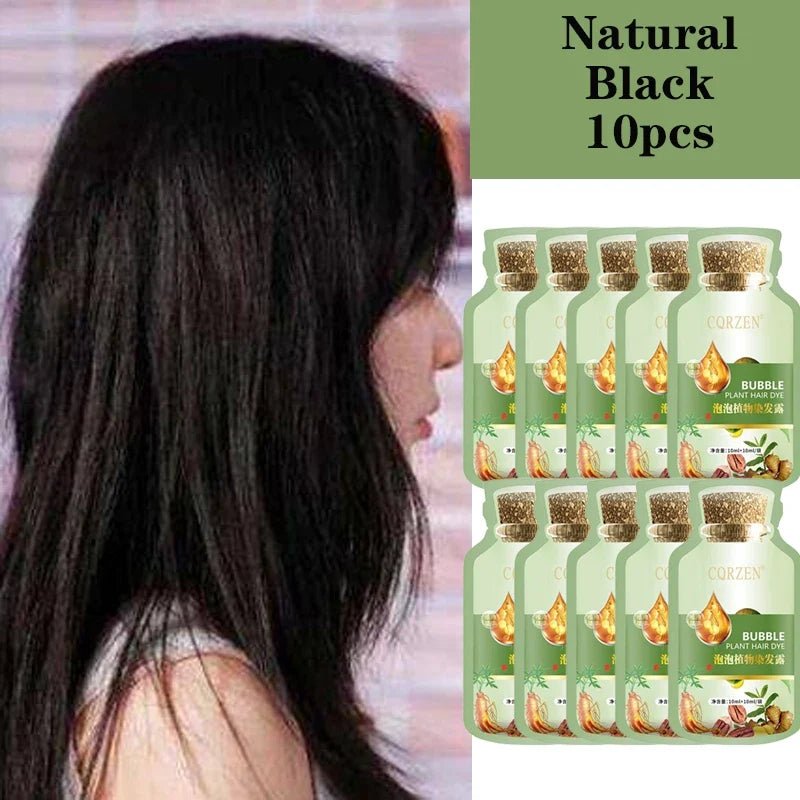 Pure Natural Herbal Hair Dye Shampoo Change Hair Color Cover Gray Hair White Hair Treatment Bubble Plant Hair Dye Hair Care - JromoCompany