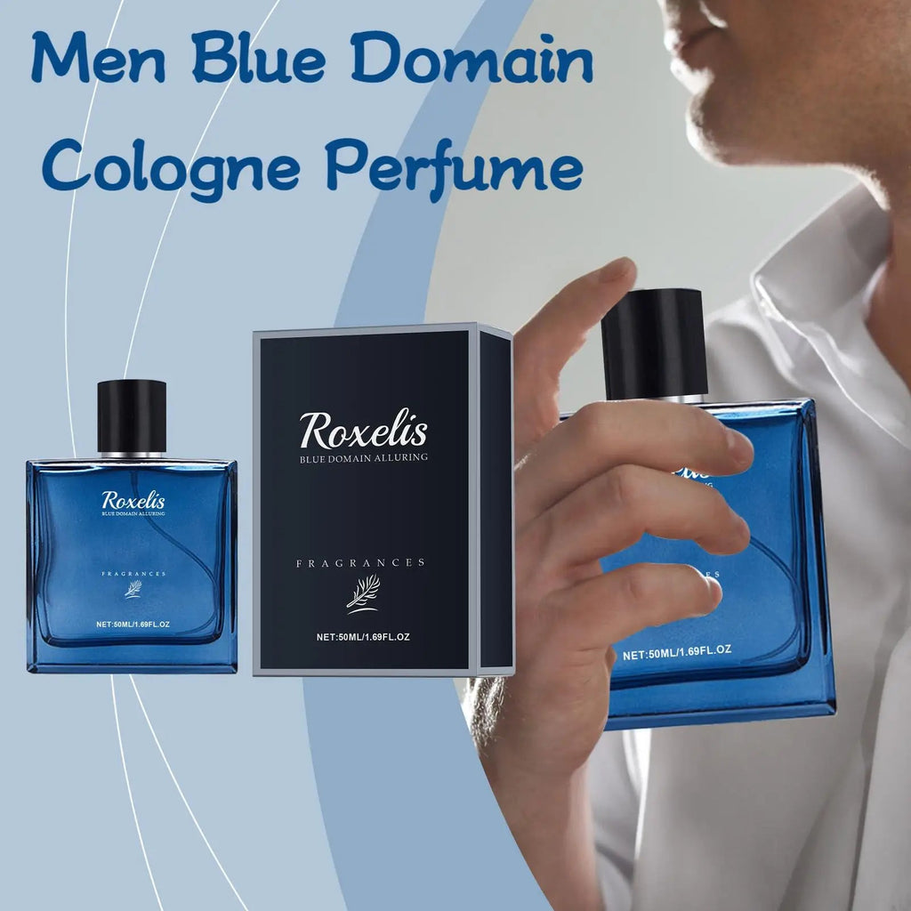 Roxelis 50ml Charmig Cologne Perfume Spray Men's Blue Domain Fragrance Lasting Scent Pheromone Flirting Romantic Dating Perfume - JromoCompany