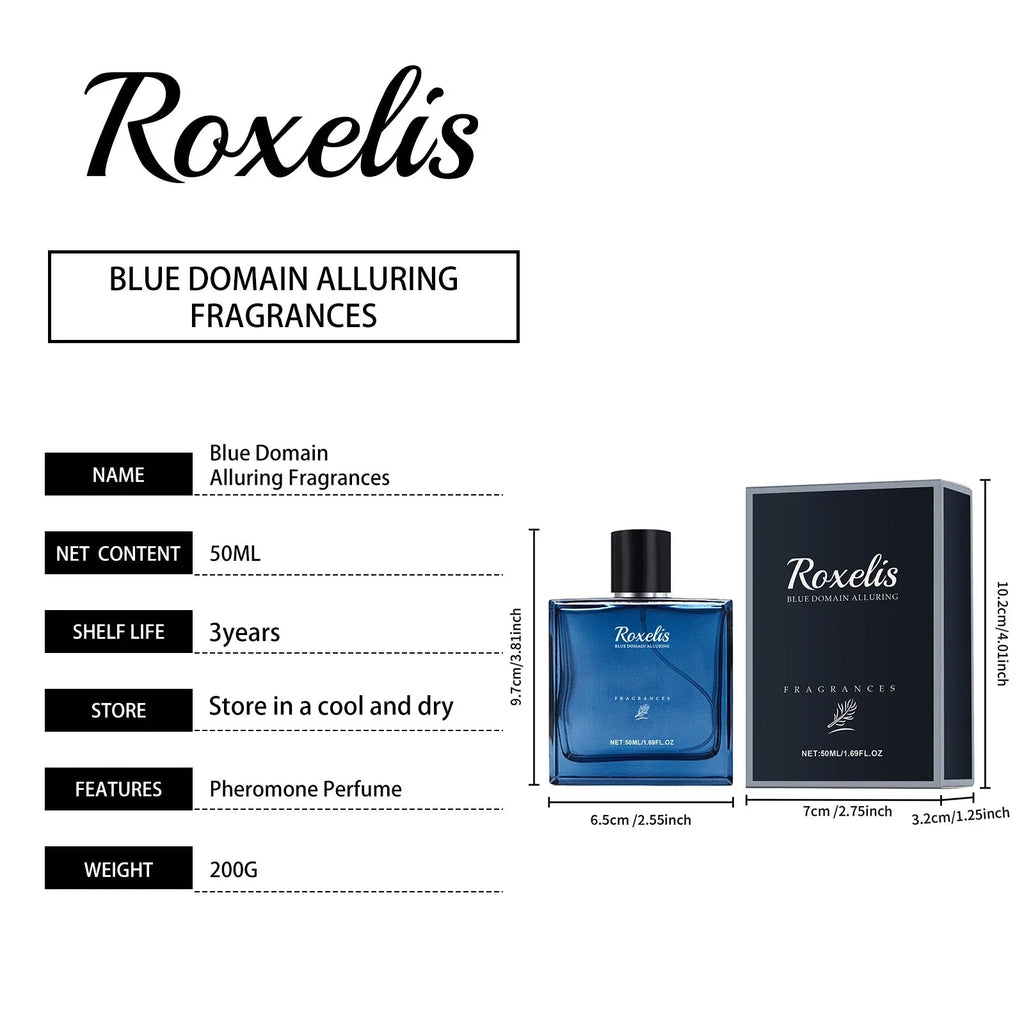 Roxelis 50ml Charmig Cologne Perfume Spray Men's Blue Domain Fragrance Lasting Scent Pheromone Flirting Romantic Dating Perfume - JromoCompany