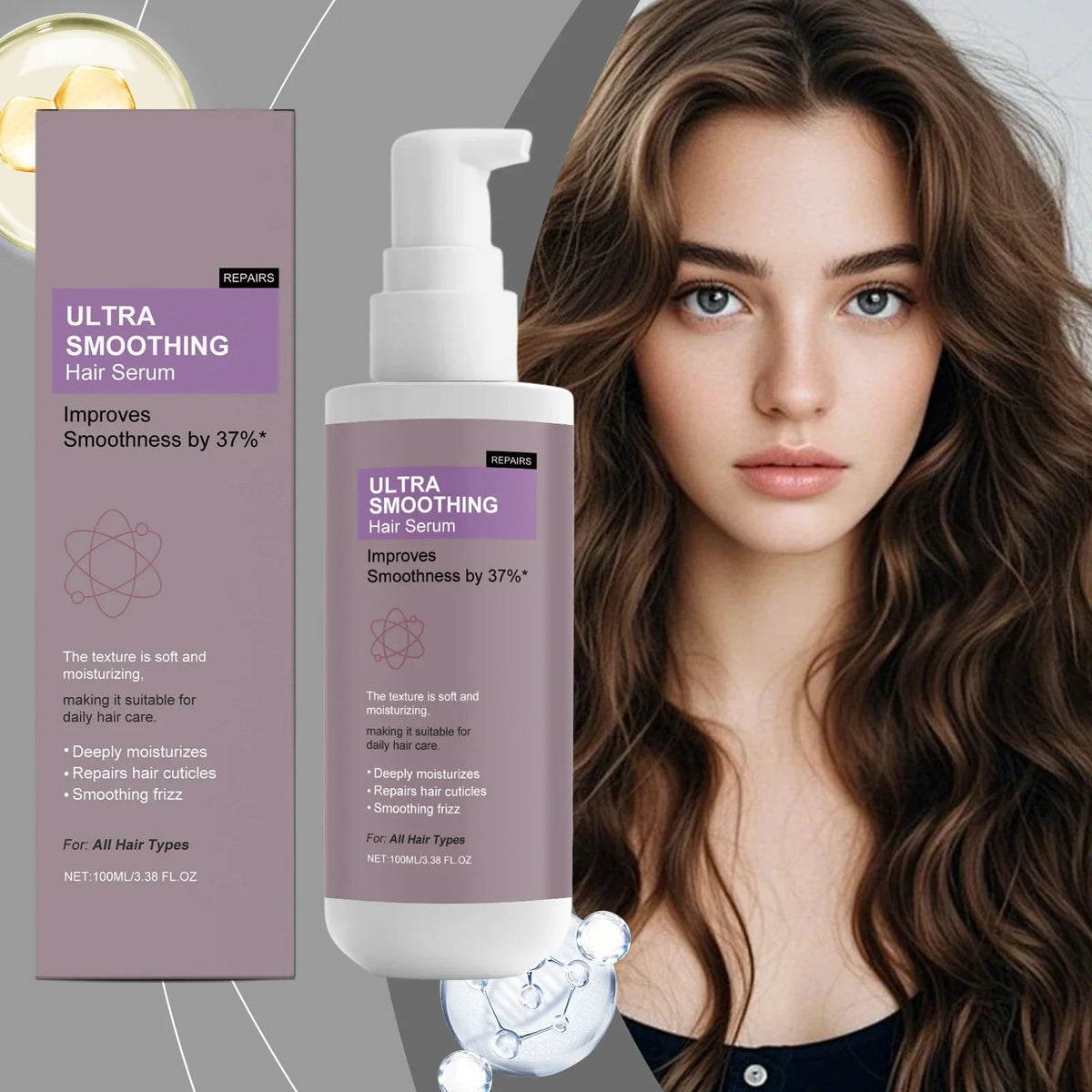 Smoothing Hair Serum - Gentle Hydrating Formula for Frizz-Free, Lightweight & Refreshing Scalp-Safe Daily Hair Care - JromoCompany