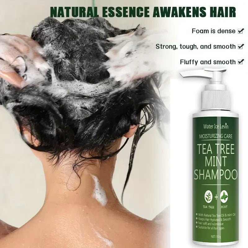 Tea Tree Mint Shampoo Natural Essence Revitalizes Hair. Dense Foam Cleansing. Strengthens and Smoothes. Adds Volume Shine. - JromoCompany