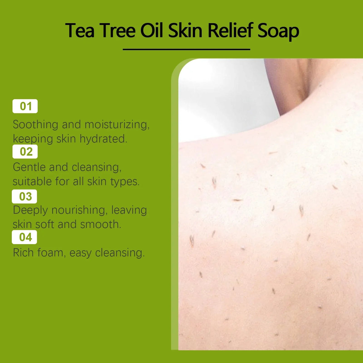 Tea Tree Oil Soap Cleaning Gentle Exfoliating Relieve Itch Moisturizing Dry Skin Smoothing Natural Bath Soap for Body and Face - JromoCompany