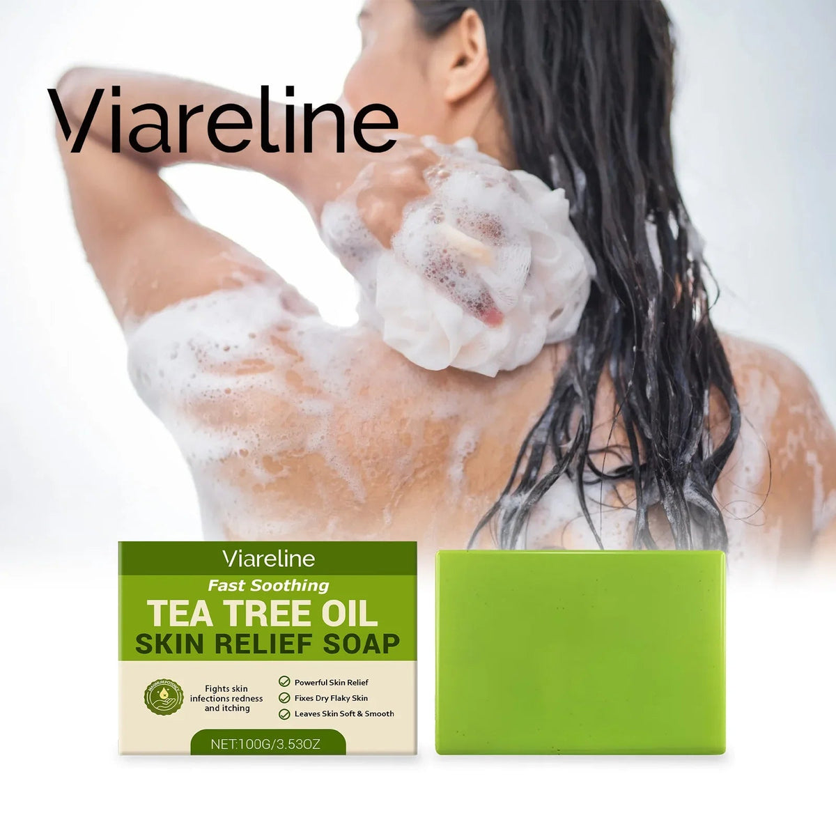Tea Tree Oil Soap Cleaning Gentle Exfoliating Relieve Itch Moisturizing Dry Skin Smoothing Natural Bath Soap for Body and Face - JromoCompany