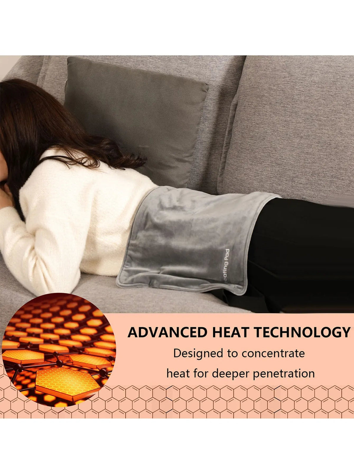 USB 5V Electric Heating Pad for Cramps & Back Pain Relief,Heat Pad with 59 INCH Cable,Mini Heated Blanket,19.6*11.8 INCH,Grey - JromoCompany