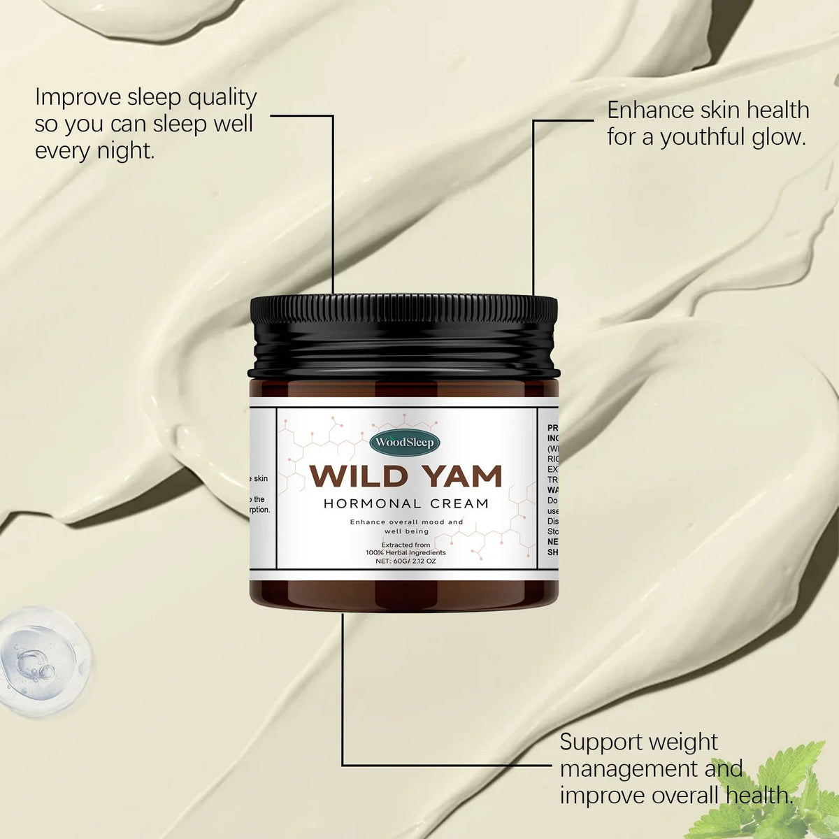Wild Yam Cream Progesteron Hormone Regulation Balancing Tightening Smoothing Moisturizing Wrinkles Removing Women's Health Balm - JromoCompany