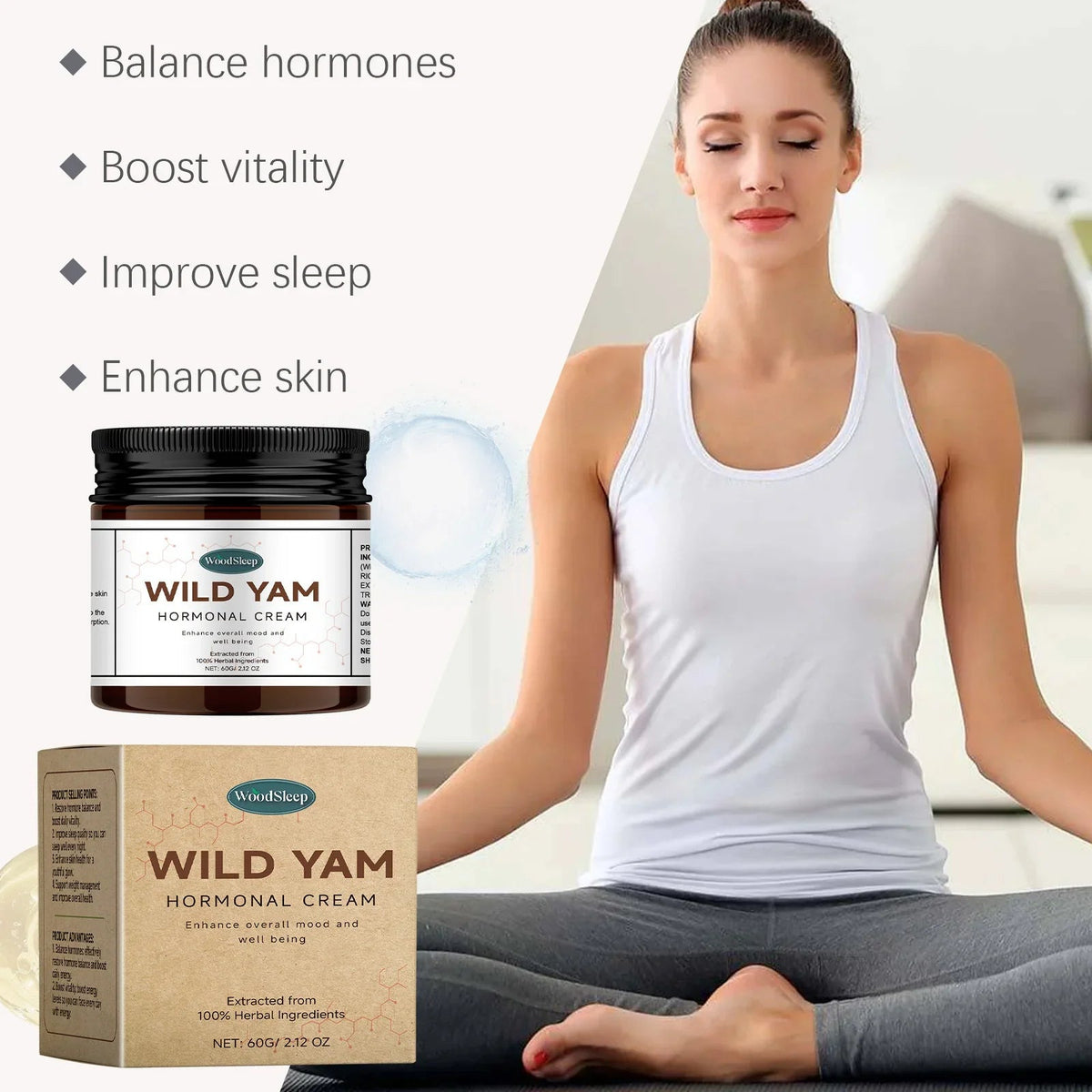 Wild Yam Cream Progesteron Hormone Regulation Balancing Tightening Smoothing Moisturizing Wrinkles Removing Women's Health Balm - JromoCompany