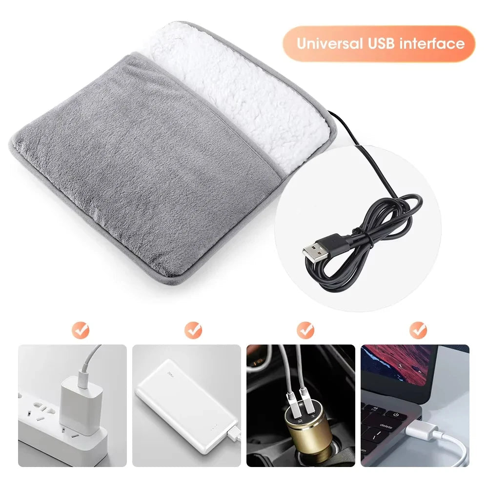 Winter Electric Foot Heating Pad USB Charging Soft Plush Washable Foot Warmer Heater Improve Sleeping Household Foot Warming Mat - JromoCompany