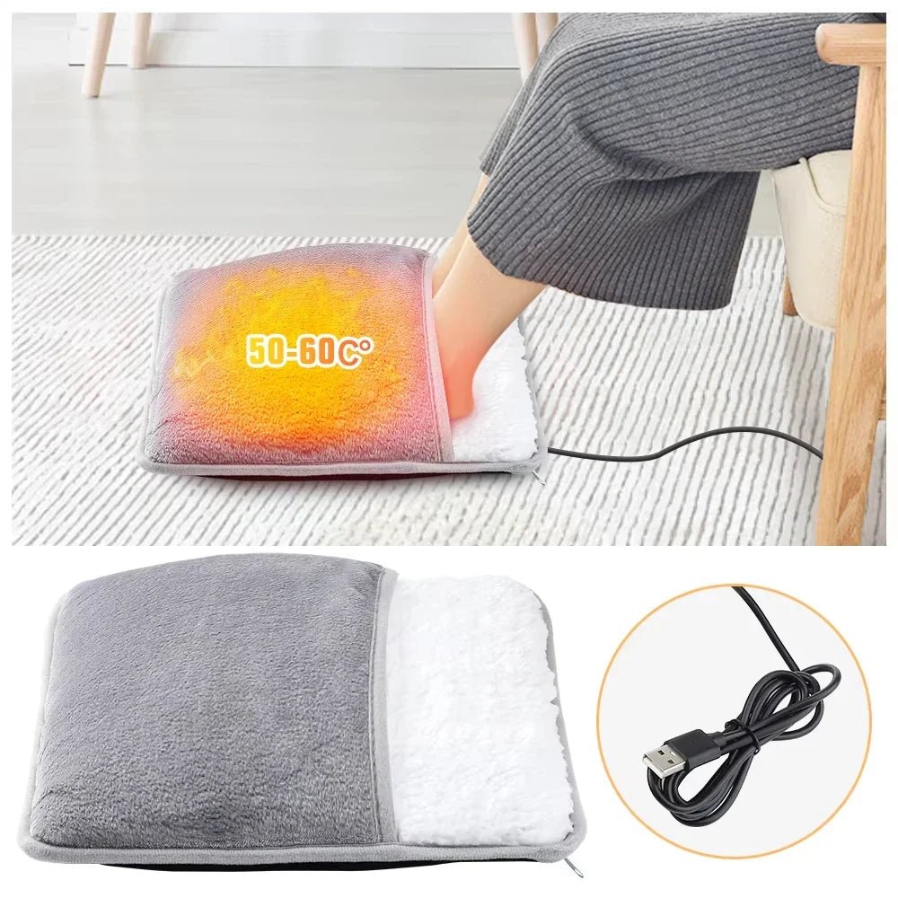 Winter Electric Foot Heating Pad USB Charging Soft Plush Washable Foot Warmer Heater Improve Sleeping Household Foot Warming Mat - JromoCompany