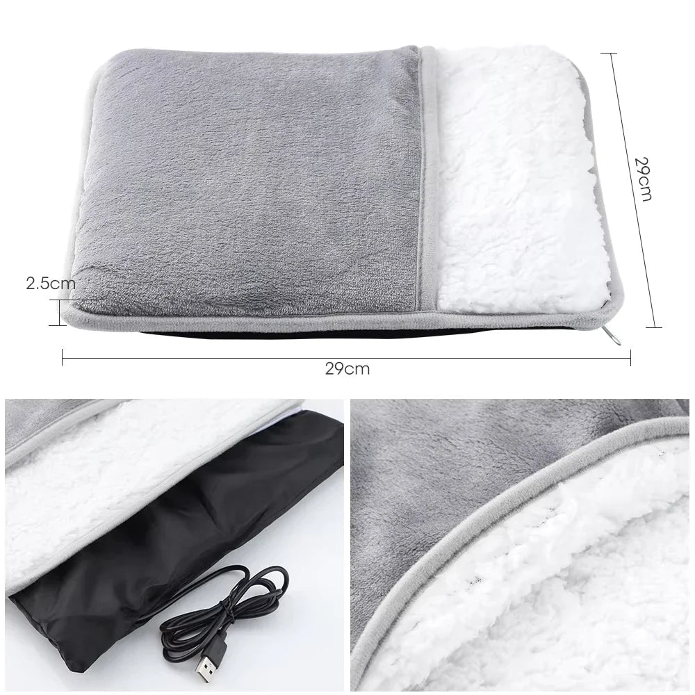 Winter Electric Foot Heating Pad USB Charging Soft Plush Washable Foot Warmer Heater Improve Sleeping Household Foot Warming Mat - JromoCompany