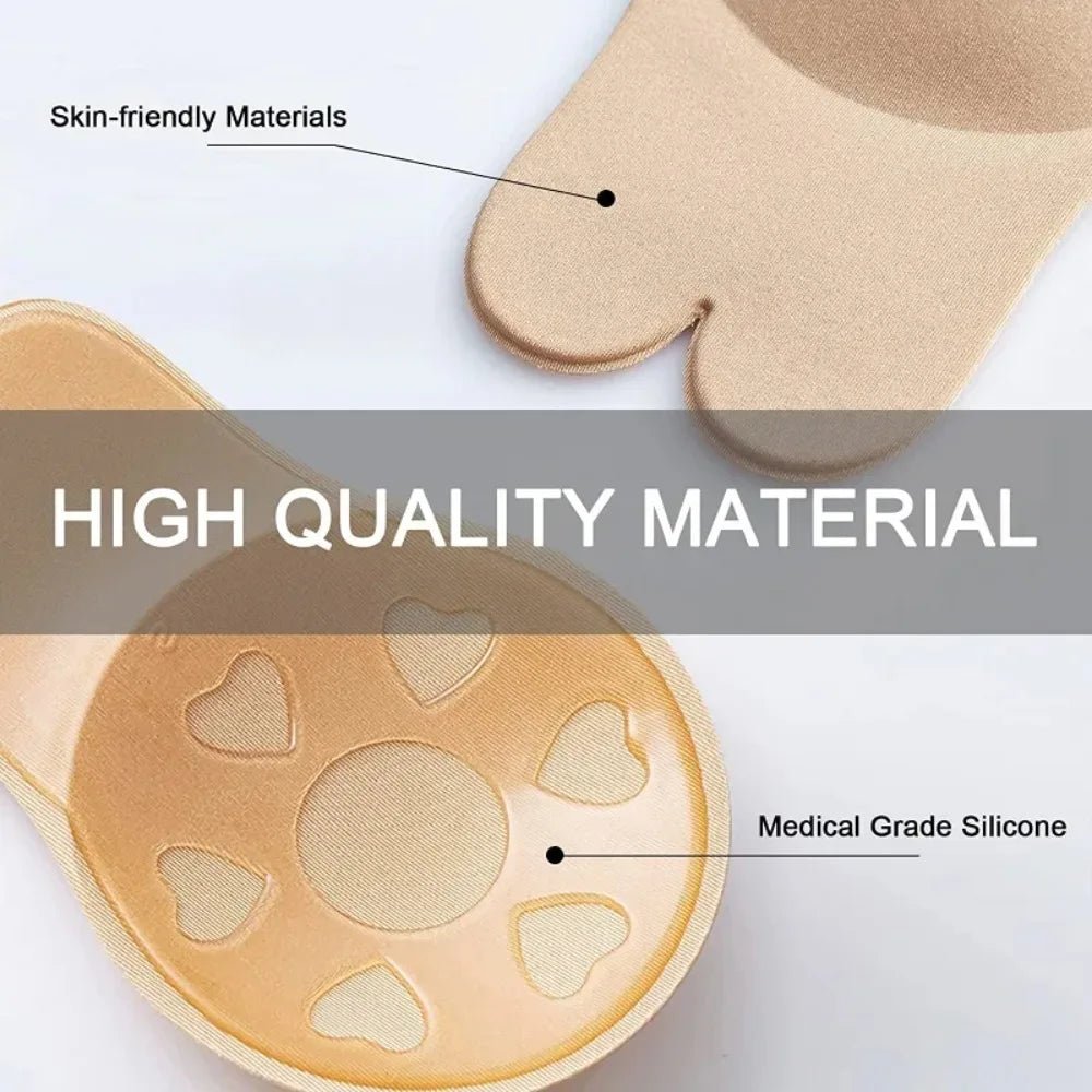 Women Push Up Bras Self Adhesive Silicone Strapless Invisible Bra Reusable Sticky Breast Lift Tape Rabbit Nipple Cover Bra Pads - JromoCompany