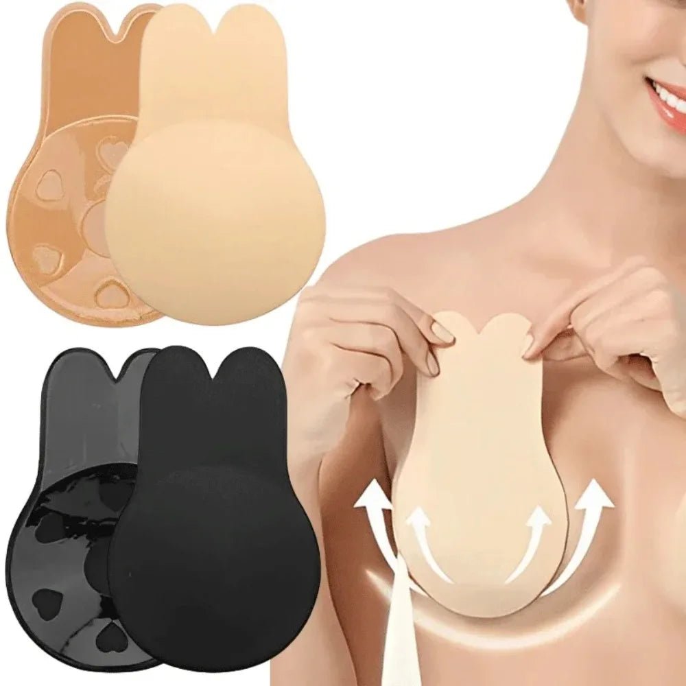 Women Push Up Bras Self Adhesive Silicone Strapless Invisible Bra Reusable Sticky Breast Lift Tape Rabbit Nipple Cover Bra Pads - JromoCompany