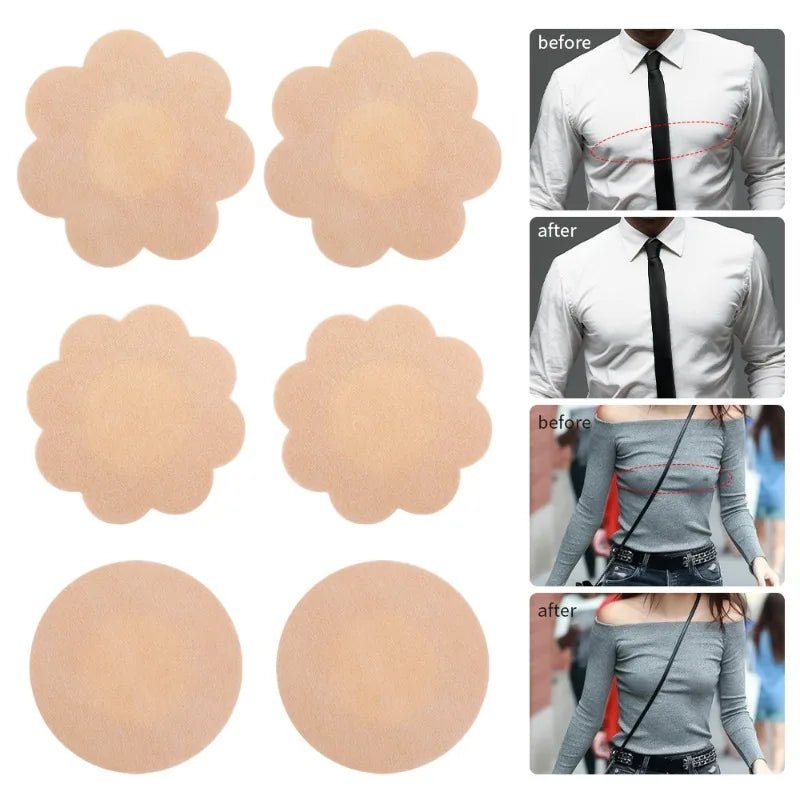 Women Summer Invisible Nipple Covers Pads Ultra Thin Fabric Chest Stickers Disposable Lift Pasties Daily Wear Intimate Underwear - JromoCompany