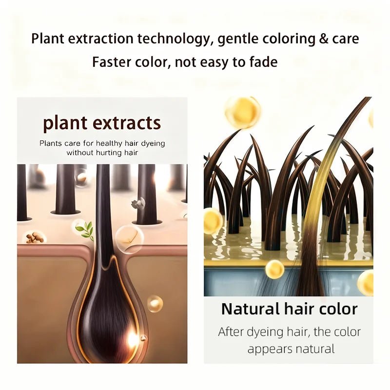 YUITIKUE Brown Hair Dye Shampoo | 4-in-1 Color, Moisturize, Nourish, Natural Ginger Formula 100ml - JromoCompany