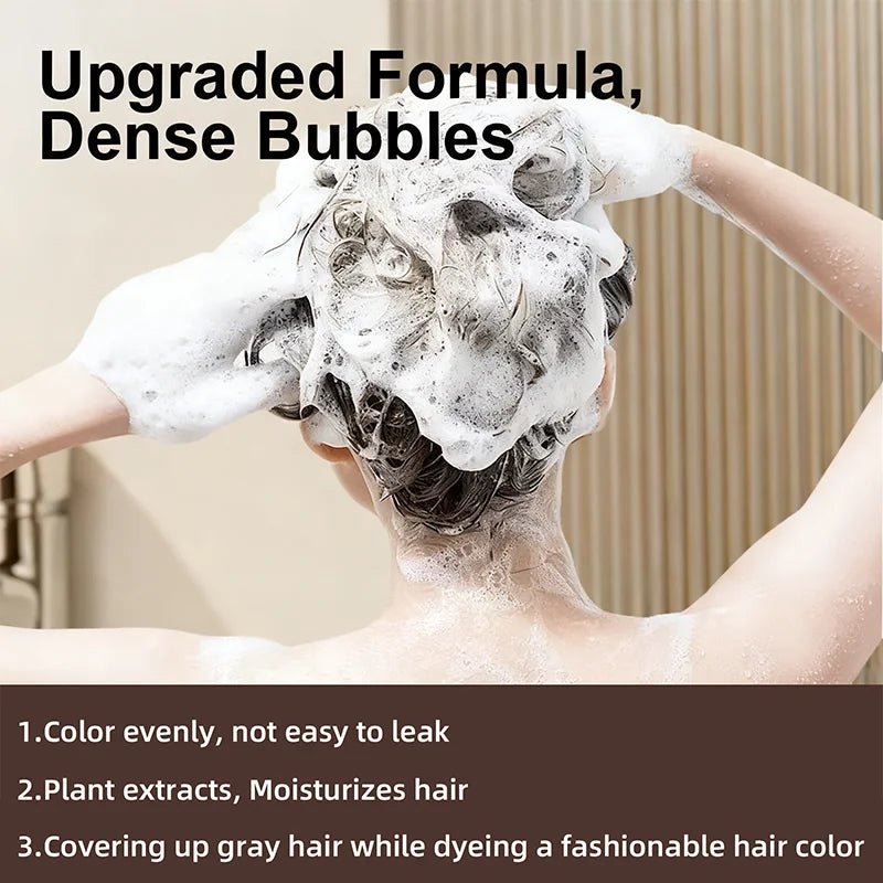 YUITIKUE Brown Hair Dye Shampoo | 4-in-1 Color, Moisturize, Nourish, Natural Ginger Formula 100ml - JromoCompany
