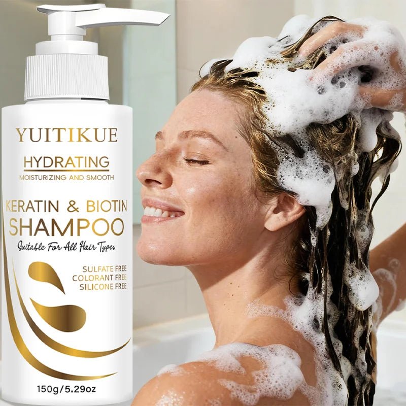 YUITIKUE Keratin & Biotin Hydrating Shampoo | Natural Gentle Formula, Daily Hair Care 150g - JromoCompany