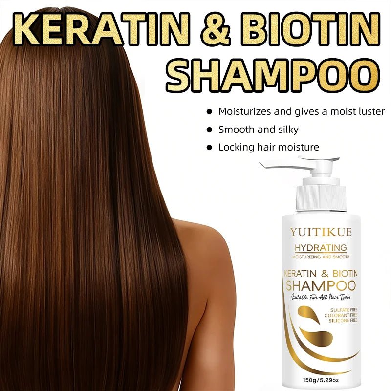 YUITIKUE Keratin & Biotin Hydrating Shampoo | Natural Gentle Formula, Daily Hair Care 150g - JromoCompany